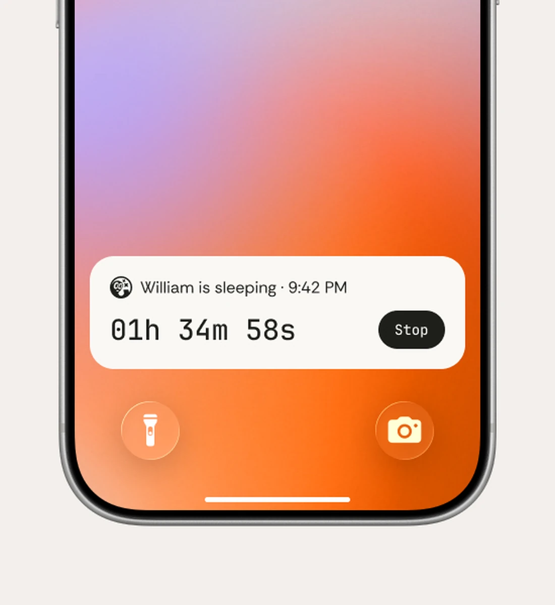 Tiny Bean sleep timer as an iPhone Lock Screen Live Activity